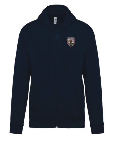 Sweat à capuche Full Zip Unisexe Pompiers Aérogare Toulouse - Akka Sports navy