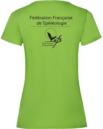 T-Shirt Femme Ecole Française de Spéléologie - Akka Sports LIME DOS