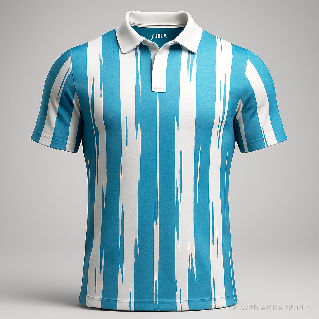 Design de maillot de rugby bleu et blanc créé avec AKKA STUDIO