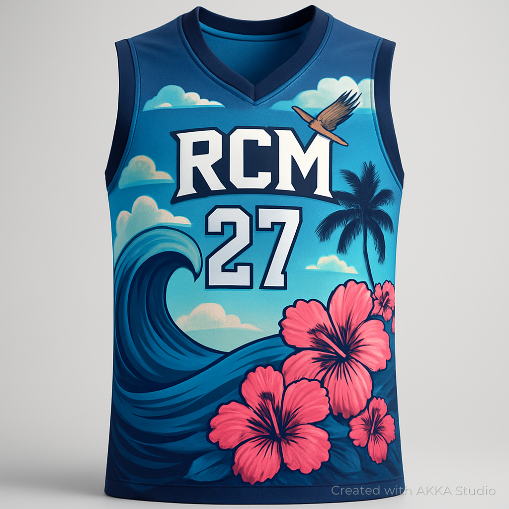 Design de maillot de basket RCM créé avec AKKA STUDIO
