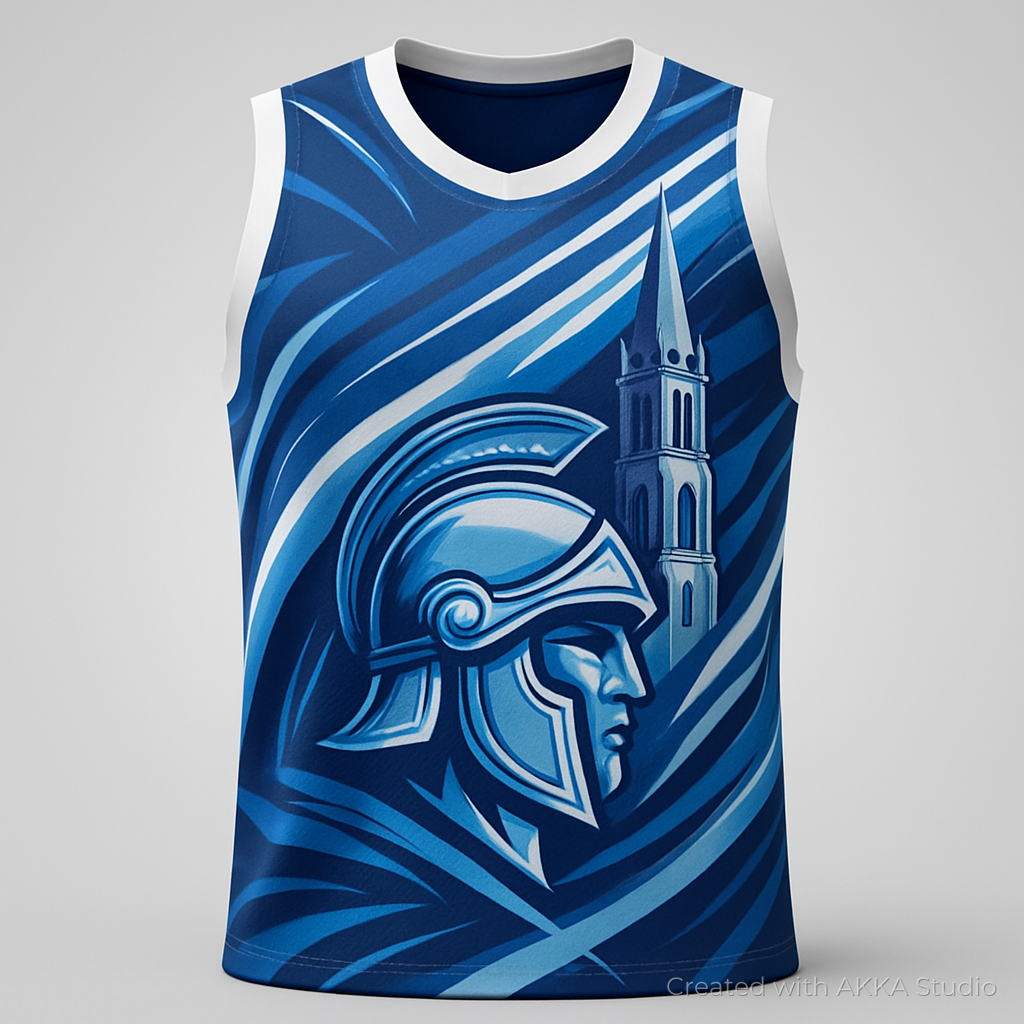 Design de maillot de basket bleu créé avec AKKA STUDIO