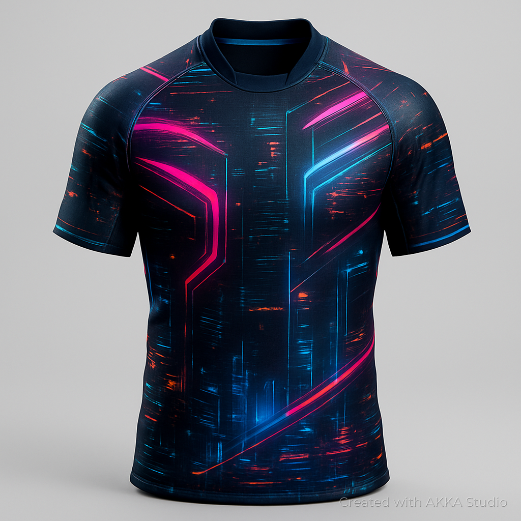Design de maillot de rugby néon créé avec AKKA STUDIO