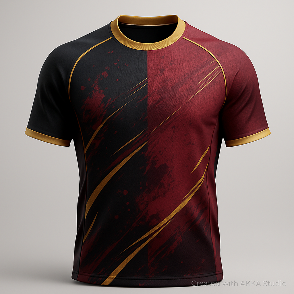 Design de maillot de rugby sang et or créé avec AKKA STUDIO