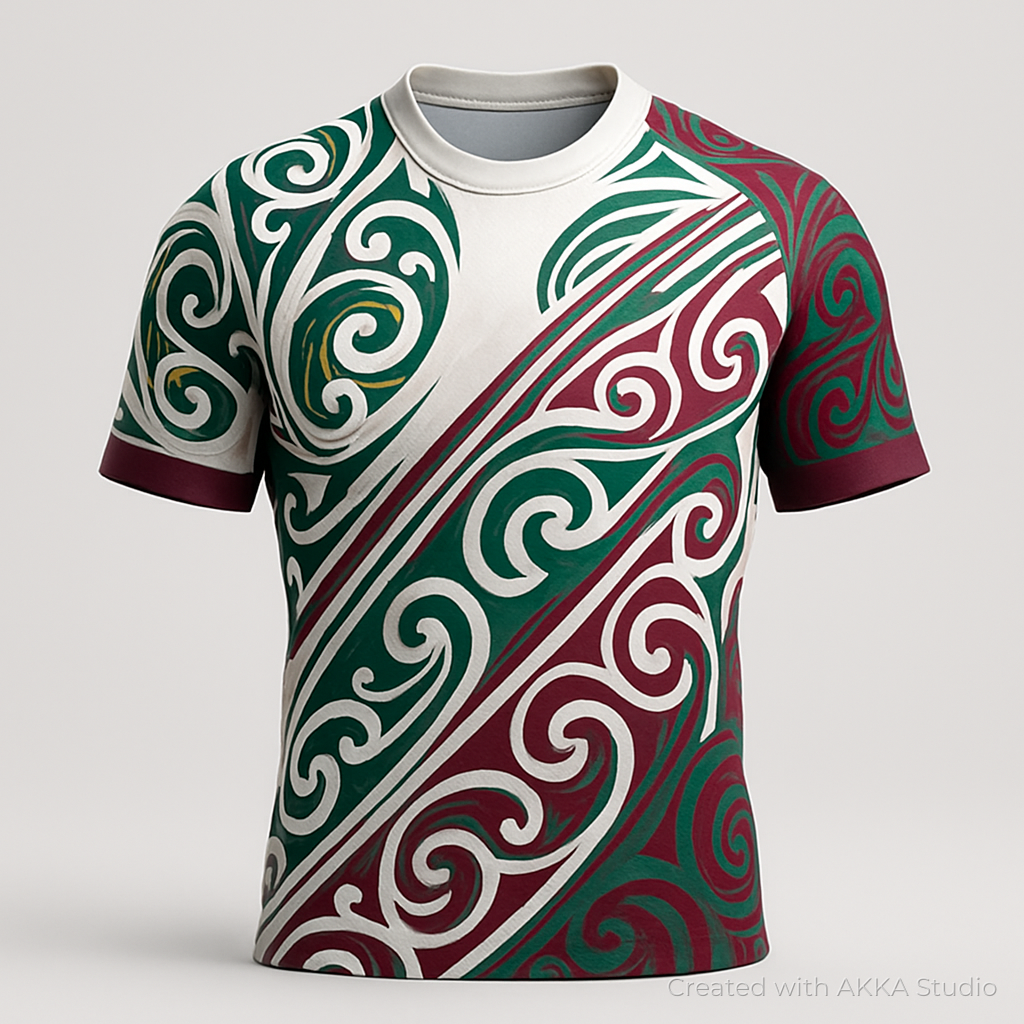 Design de maillot de rugby maori créé avec AKKA STUDIO