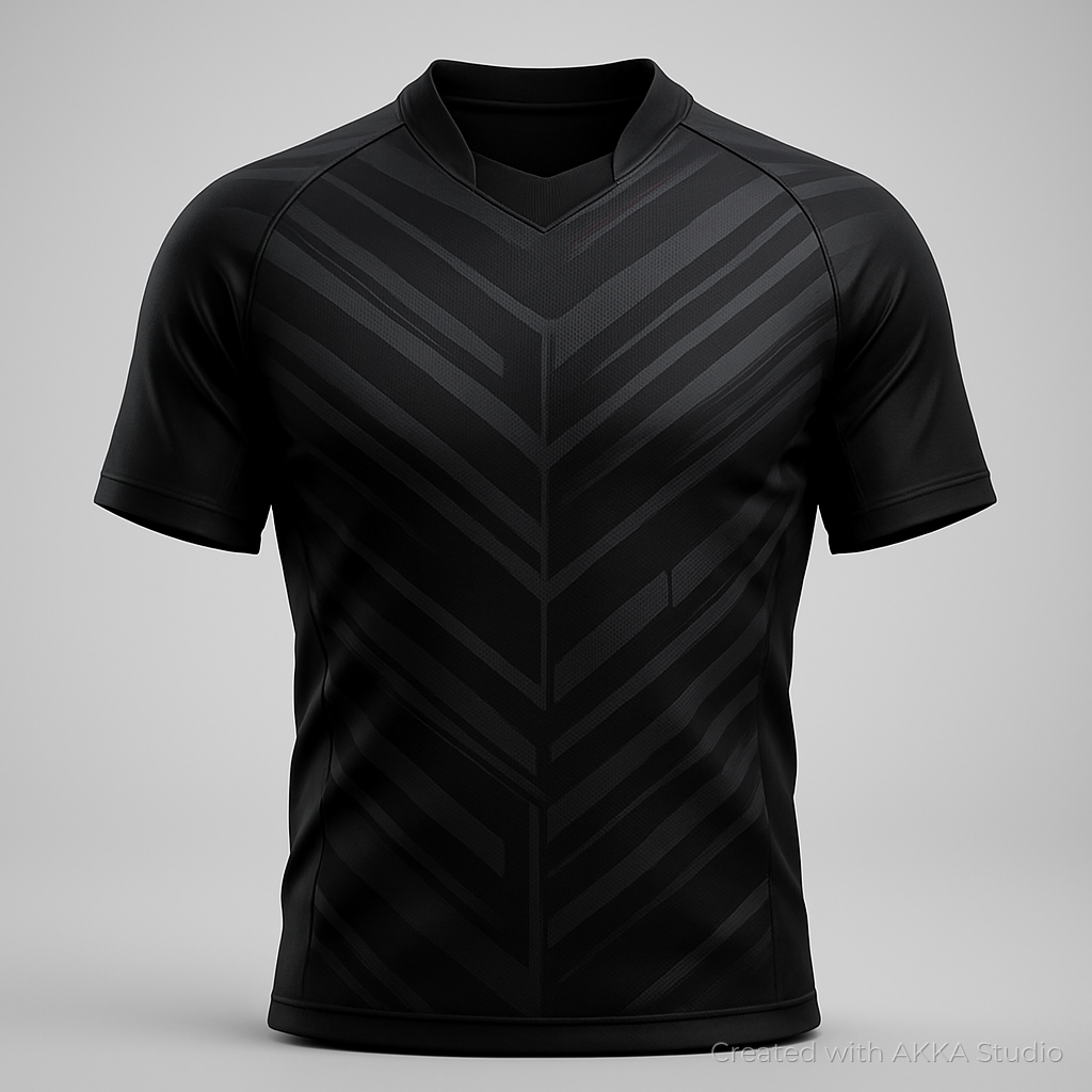 Design de maillot de rugby noir créé avec AKKA STUDIO