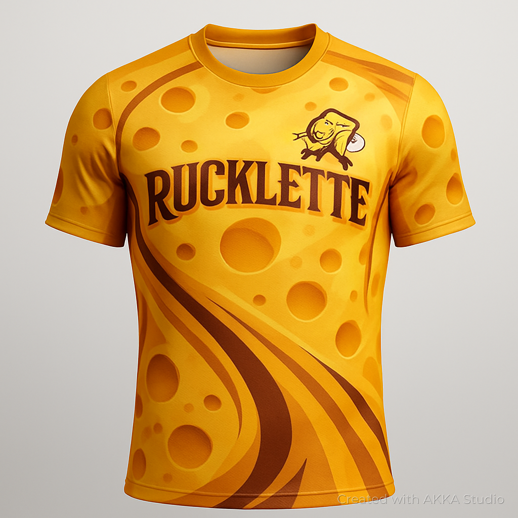 Design de maillot de rugby jaune et orange créé avec AKKA STUDIO