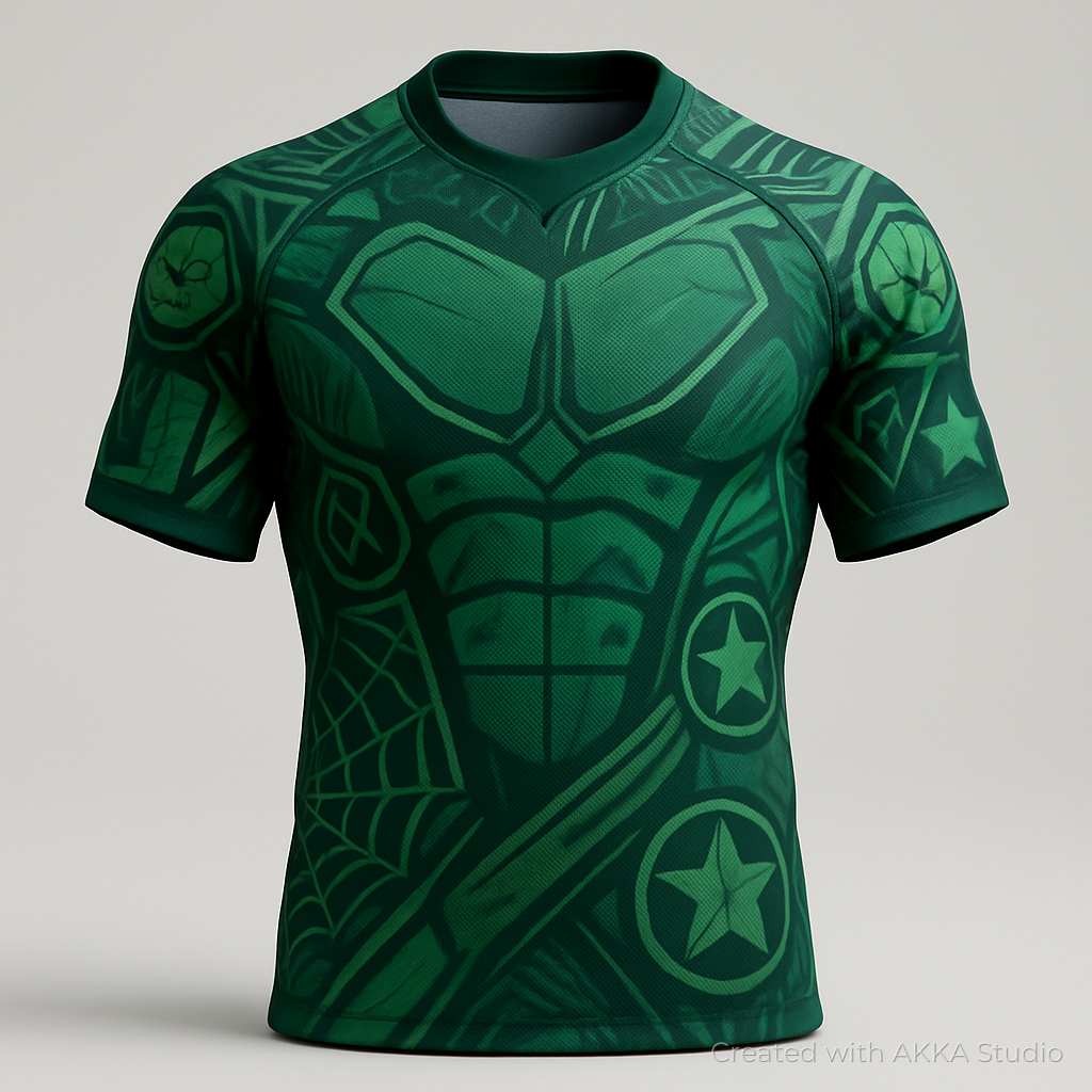 Design de maillot de rugby hulk créé avec AKKA STUDIO